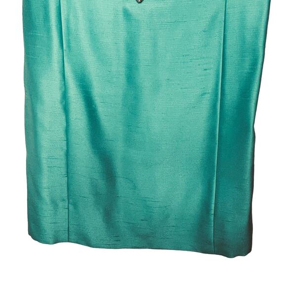 Vintage 60s Size Medium Mod Aqua Shantung Dress Jacket Suit Set Silver Beading - Picture 16 of 16